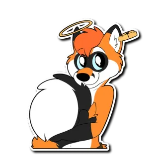 😇 volpe, animale, peloso, cartone animato, kawaii, arancione, carino, aureola telegram sticker