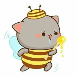 🧜‍♂ cat, bee, cute, animal, honey, sweet, cartoon whatsapp sticker
