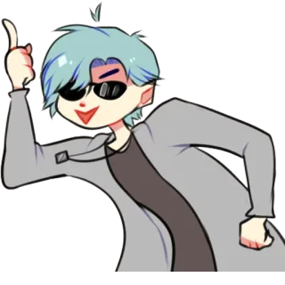 👆 personaggio, occhiali da sole, cartone animato, anime telegram sticker