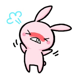 😡 lapin, animal, rose, mignon, en colère whatsapp sticker