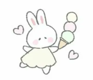 🤍 conejo, conejito, helado, kawaii, lindo, postre, corazones telegram sticker