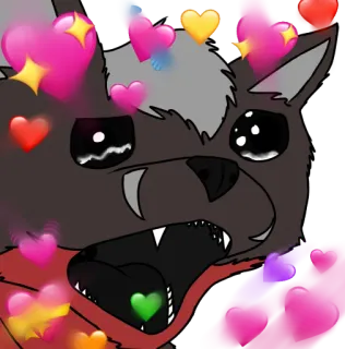 ❤️ Волк, Мультфильм, Сердце, Любовь, Эмодзи, Милый, Каваий telegram sticker