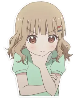 🤔 cô gái anime, hoạt hình, suy nghĩ, dễ thương, nhãn dán telegram sticker