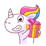 🎁 unicorn, hadiah, pelangi, berwarna-warni, kartun, lucu telegram sticker