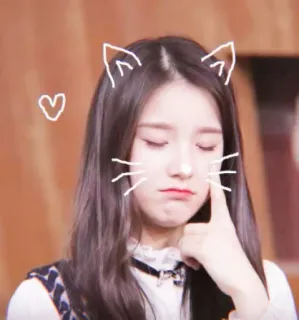🧏‍♀ oreilles de chat, coeur, selfie, femme, fille, mignon, filtre, kawaii telegram sticker
