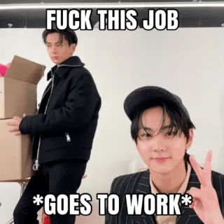 💪 FUCK THIS JOB
*GOES TO WORK* meme, job, work, funny, Korean, man telegram sticker
