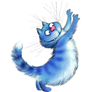 😺 cat, blue cat, cartoon, animal, funny, illustration telegram sticker