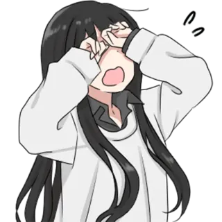 😥 Anime, Mädchen, Traurig, Weinend, Cartoon, Augen geschlossen telegram sticker