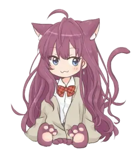 😏 애니메이션, 카와이, 치비, 고양이 소녀, 귀여운, 만화, 일러스트 telegram sticker