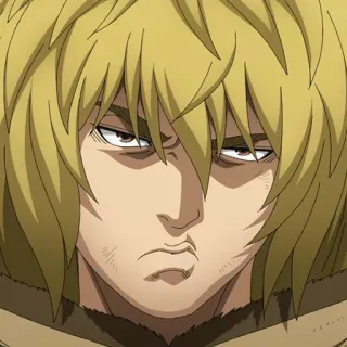⚔️ Thorfinn Vinland Saga animé, en colère, sérieux, blond, guerrier telegram sticker