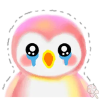 💕 泣く, 悲しい, ペンギン, ピンク, 可愛い, 涙, 漫画, かわいい telegram sticker