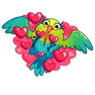 💖 vogel, harten, liefde, schattig, sticker, Valentijn telegram sticker