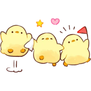 🎉 pintinho, fofo, coração, estrela, pássaros whatsapp sticker