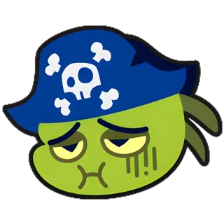 🤢 pirate, skull, bones, sad, cartoon, emoji telegram sticker