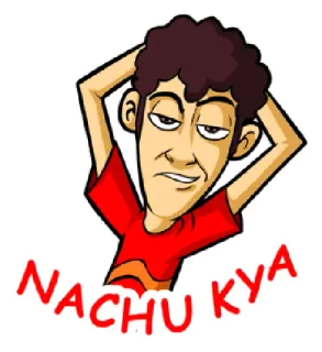 😒 NACHU KYA persona, uomo, cartone animato whatsapp sticker