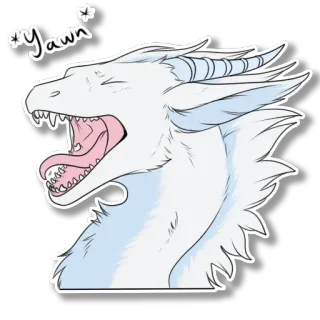 😴 Yawn dragão, bocejo, branco, adesivo, fantasia, criatura telegram sticker