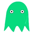 😢 geist, süß, cartoon, aufkleber, grün telegram sticker