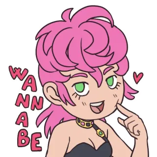 😃 Wanna Be Anime, Mignon, Dessin animé, Cheveux roses, Femme telegram sticker