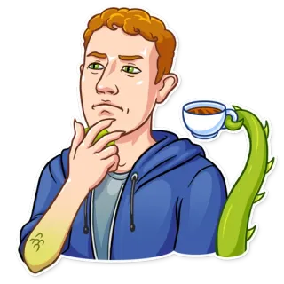 🤔 男, 考える, りんご, コーヒー, 植物, 漫画, ステッカー telegram sticker