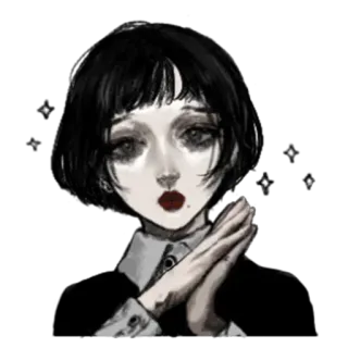 🙂 donna, gotico, triste, pallido, trucco, ritratto, emo, oscuro telegram sticker