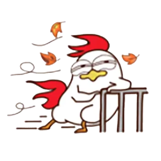 😎 Huhn, Herbst, Wind, Blätter, Cartoon, Entspannung, Entspannt telegram sticker