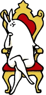 👑 coniglio, animale, trono, cartone animato, carino, divertente telegram sticker