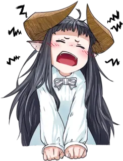 😩 アニメ, 悪魔, 女の子, 泣く, 角 telegram sticker