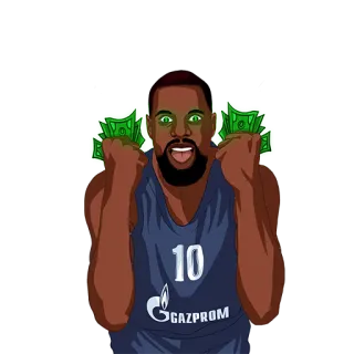 🤑 баскетболист, деньги, мультфильм, спорт, наличные, спортсмен telegram sticker