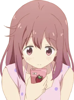 🤳 Anime, Garota, Morango, Rosa, Fofo, Telefone telegram sticker