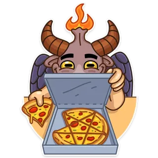 🍕 devil, pizza, pentagram, satanic, demon, horns, occult telegram sticker