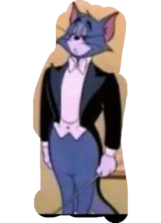 🥸 Tom Cat Cartone animato, Gatto, Completo, Smoking, Abito formale, Tom e Jerry, Animato telegram sticker