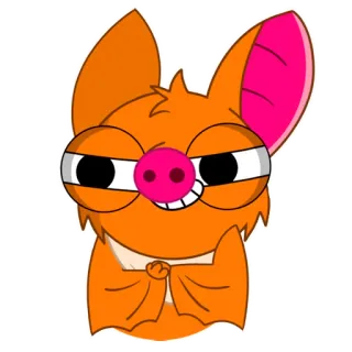 😁 летучая мышь, животное, мультфильм, милый, оранжевый, розовый whatsapp sticker