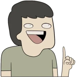 😂 Cartone animato, Personaggio, Uomo, Dito alzato, Divertente, Umorismo, Espressione telegram sticker