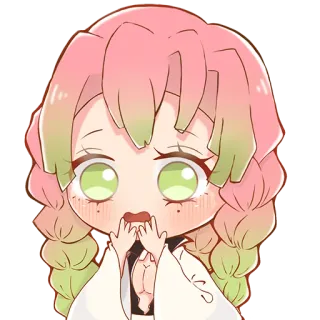 💖 Mitsuri Kanroji Demon Slayer 动漫, 鬼灭之刃, 甘露寺蜜璃, Q版, 可爱, 漫画, 角色 whatsapp sticker