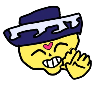 💀 Эмодзи, Шляпа, Сердце, Улыбка, Мультфильм, Милый telegram sticker