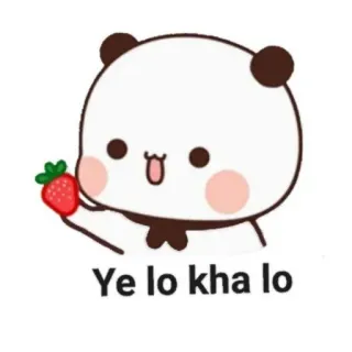 🙃 Ye lo kha lo Panda, Erdbeere, Süß, Cartoon, Kawaii telegram sticker