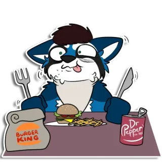 🍔 BURGER KING
Dr. Pepper еда, бургер, Dr. Pepper, мультфильм, антропоморфный, ест, голодный, фастфуд telegram sticker