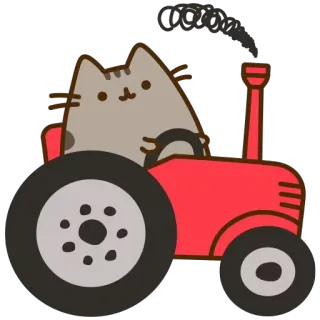 🇷🇺 Pusheen cat, tractor, pusheen, cartoon, agriculture telegram sticker