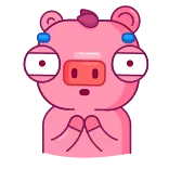 😨 pig, cartoon, cute, sticker, animal whatsapp sticker