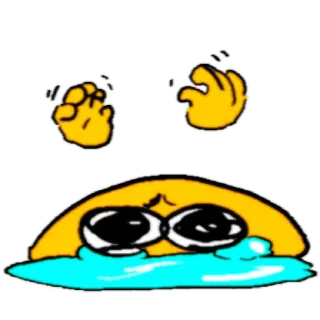😀 verdrietig, huilen, emoji, cartoon, geel, emotie telegram sticker