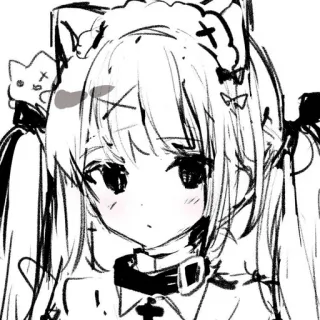 🙁 anime, girl, sketch, cute, maid, kawaii telegram sticker
