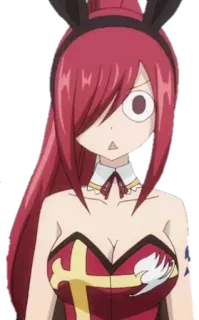 😳 Erza Scarlet Fairy Tail Anime, Erza Scarlet, Fairy Tail, Coelho, Personagem, cabelo vermelho whatsapp sticker