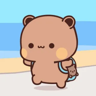 🍄 urso, desenho animado, fofo, animal, praia, kawaii telegram sticker