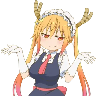 🤷‍♀️ Tohru Miss Kobayashi's Dragon Maid Аниме, Дракон, Горничная, Тору, Дракон-горничная Кобаяши, Самодовольный telegram sticker