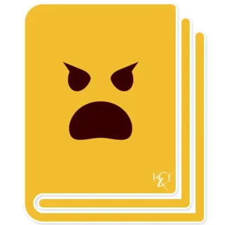 📔 enojado, libro, emoji, ilustración, amarillo, cara telegram sticker