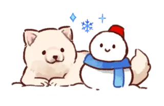 ☃️ cane, pupazzo di neve, inverno, carino, animale, neve whatsapp sticker