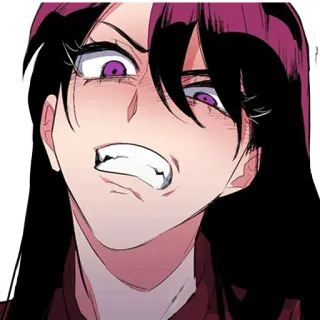 👿 злой, мультфильм, гримаса, раздраженный, расстроенный, женщина telegram sticker