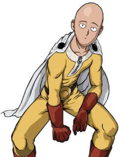 😕 Saitama One-Punch Man Аниме, Ванпанчмен, Сайтама, Супергерой, Мультфильм whatsapp sticker