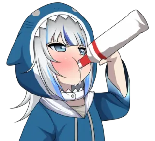 🍼 Gawr Gura anime, shark, vtuber, gawr gura, drinking, cute telegram sticker