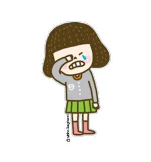 😭 Dessin animé, Pleurs, Triste, Fille, Émotion whatsapp sticker